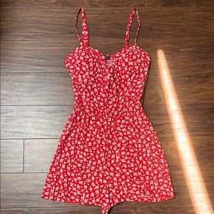 Red Floral Romper